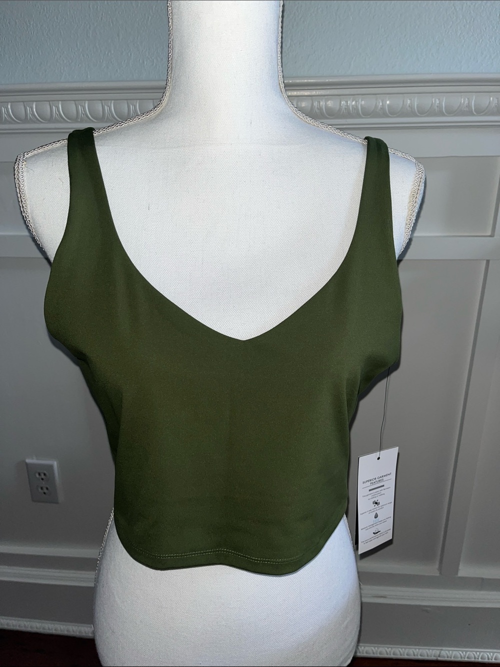 Glyder Olive avocado chive Green V-Neck Cropped Tank